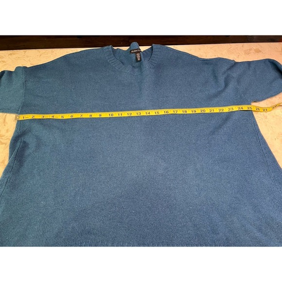 Eileen Fisher Recycled Cashmere Oversized Sweater Blue High Low Size S/M Flaw - Picture 8 of 9